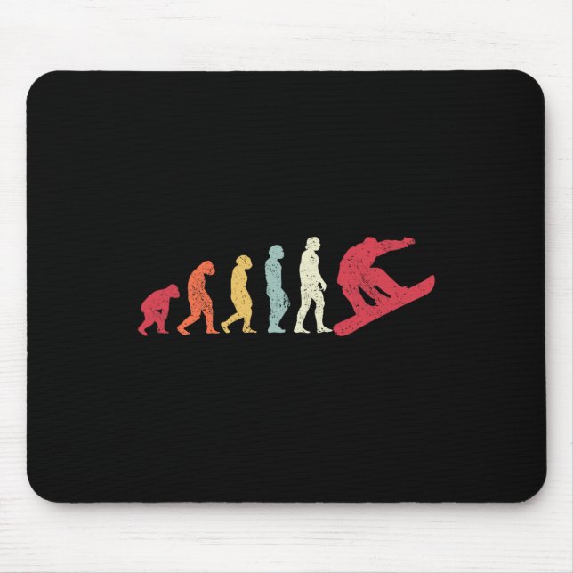 Snowboard Evolution Of Man Boarder Monkey Ape To S Mouse Pad (Front)