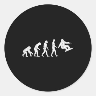 Snowboard Evolution – Snowboarding Lovers Winter S Classic Round Sticker