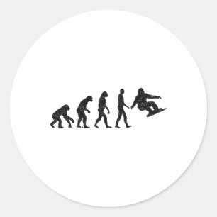 Snowboard Evolution – Snowboarding Lovers Winter S Classic Round Sticker