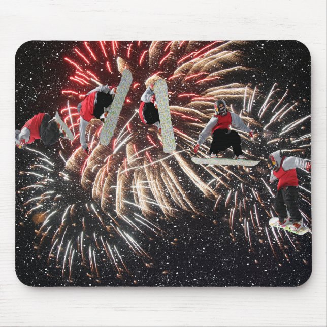 Snowboard Fireworks Mousepad (Front)
