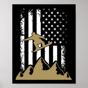 Snowboard Flag Winter Snowboarding Sport Ski Gift  Poster