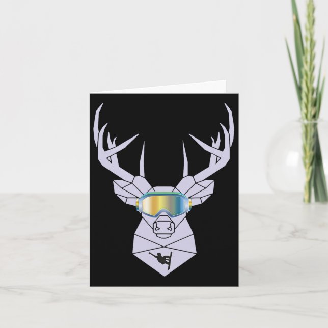 Snowboard Goggles Funny Snowboarding Moose Gift  Card (Front)