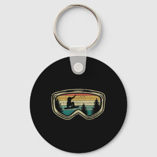 Snowboard Googles Big Air Silhouette Retro Trees  Key Ring