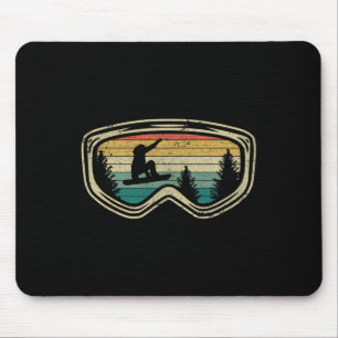 Snowboard Googles Big Air Silhouette Retro Trees  Mouse Pad