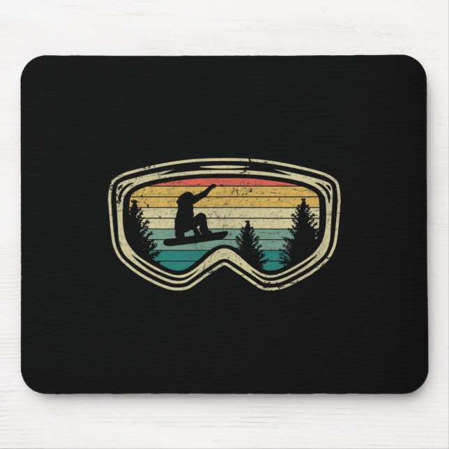 Snowboard Googles Big Air Silhouette Retro Trees  Mouse Pad (Front)