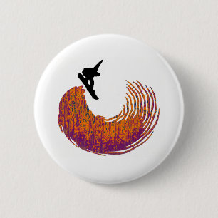 snowboard half pipe 6 cm round badge