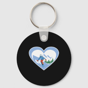 Snowboard Heart - Snowboarding Love  Key Ring