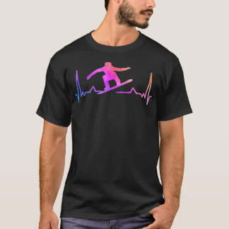 Snowboard Heartbeat 80s 90s Retro Winter Snowboard T-Shirt