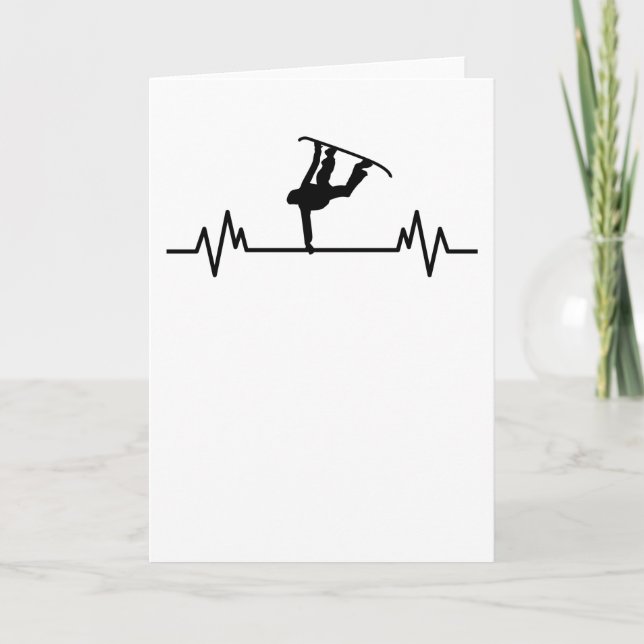 Snowboard Heartbeat Funny Sport Snowboarding Gift Card (Front)