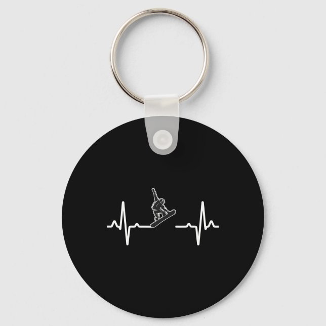 Snowboard Heartbeat Snowboarder Freestyle Snow Mou Key Ring (Front)