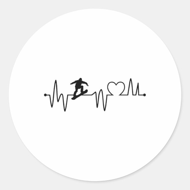 Snowboard Heartbeat Snowboarder Frequency Pulse Sp Classic Round Sticker (Front)