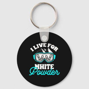Snowboard I Live For White Powder Snowboarding Gog Key Ring
