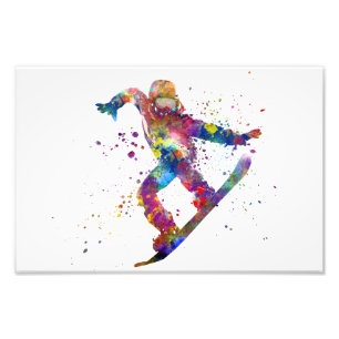 Snowboard in watercolor photo print