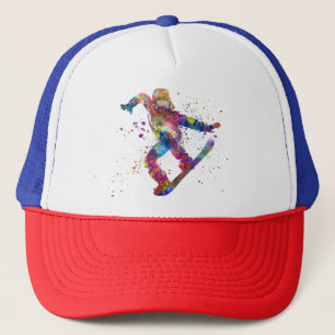 Snowboard in watercolor trucker hat