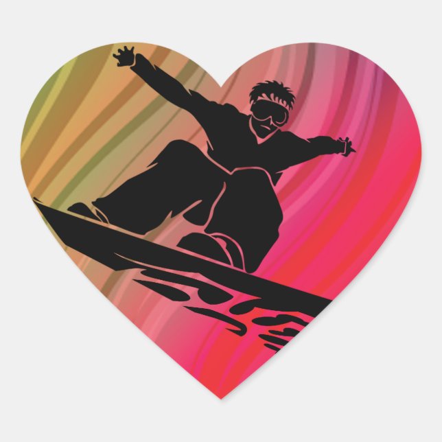 Snowboard Jump Heart Sticker (Front)