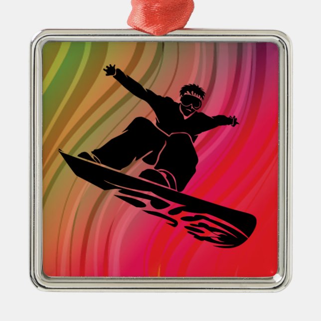 Snowboard Jump Metal Tree Decoration (Front)