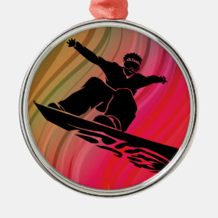Snowboard Jump Metal Tree Decoration