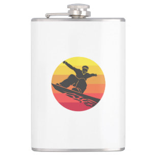 Snowboard Jump Retro Hip Flask