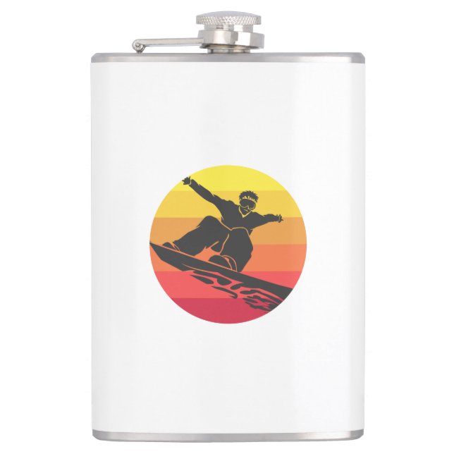 Snowboard Jump Retro Hip Flask (Front)