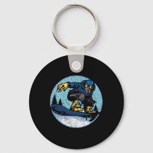 Snowboard Jump Snow Mountain Winter Sport Snowboar Key Ring