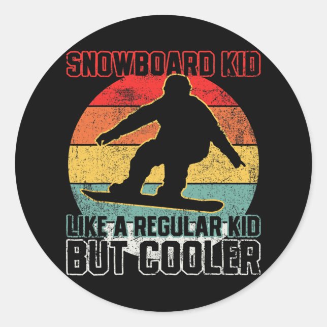 Snowboard Kid Snowboarder Snowboarding  Classic Round Sticker (Front)