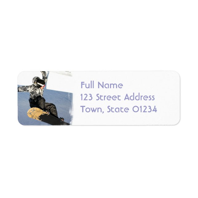 Snowboard Launch Return Address Mailing Label (Front)
