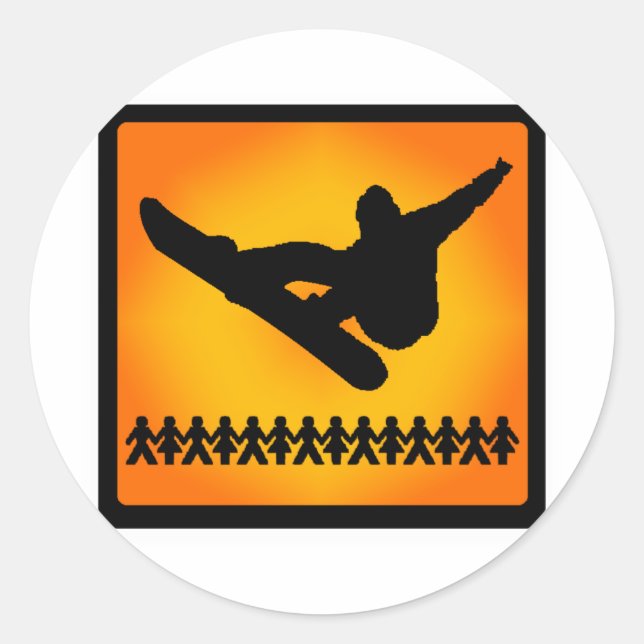 snowboard light snow classic round sticker (Front)