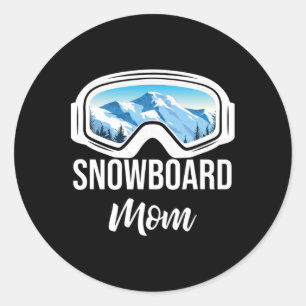 Snowboard Mum Winter Snowboarding Sport Ski Gift Classic Round Sticker