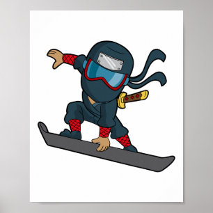 Snowboard Ninja Snowboarder Snowboarding Winter Sp Poster