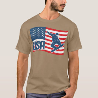 Snowboard Patriotic American Flag Snowboarder  T-Shirt