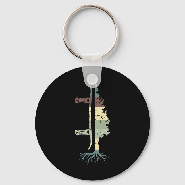 Snowboard Pine Tree Mountain Snowboarding Sports S Key Ring (Front)