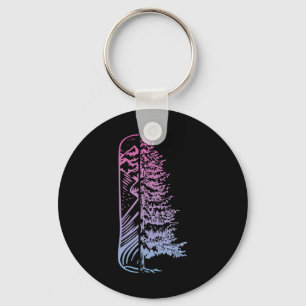 Snowboard Pine Tree Snowboarding Snowboarder Mount Key Ring