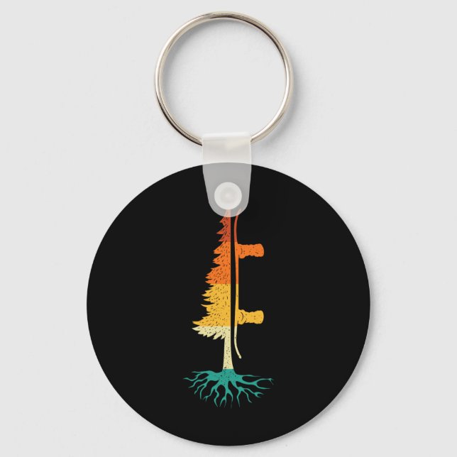 Snowboard Pine Tree - Snowboarding Snowboarder Win Key Ring (Front)