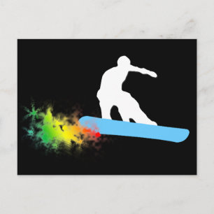 snowboard. powder trail. postcard
