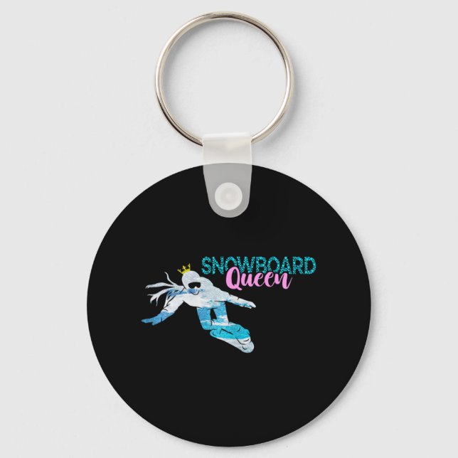 Snowboard Queen Crown Snowboarder Winter Sport Sno Key Ring (Front)