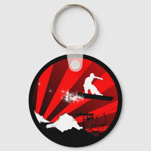 snowboard. red. key ring
