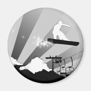 snowboard. red rays. magnet