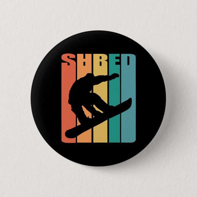 Snowboard Retro 70s Picture Silhouette Fun Gift Sn 6 Cm Round Badge (Front)