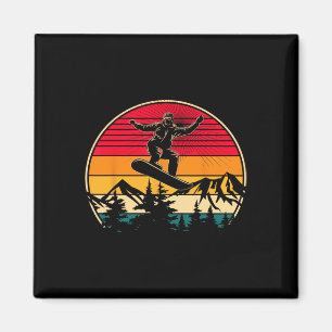 Snowboard Retro Sunset Style Snowboarding Winter S Magnet