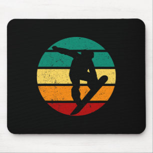 Snowboard Retro Sunset Winter Sports Alpine Skier Mouse Pad