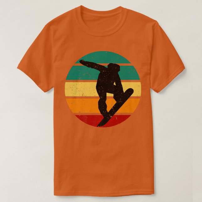 Snowboard Retro Sunset Winter Sports Alpine Skier  T-Shirt (Design Front)