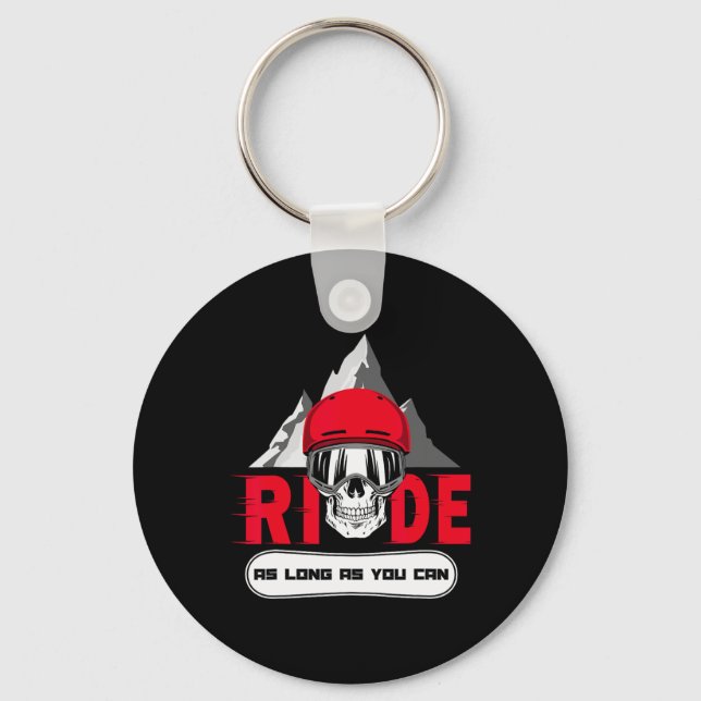 Snowboard Ride Apres Ski Fun Skull Saying Gift  Key Ring (Front)