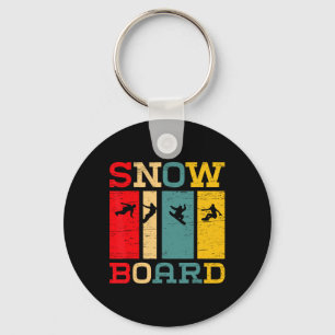 Snowboard Silhouette Vintage Style Graphic Key Ring