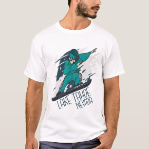 Snowboard Skeleton Lake Tahoe Skiing Winter Vacati T-Shirt