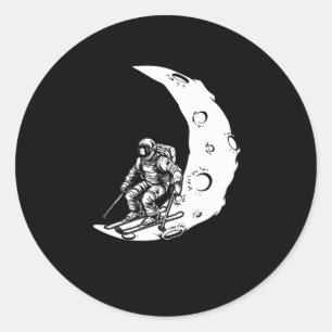 Snowboard Ski Skiing - Snowboarding Crescent Moon Classic Round Sticker