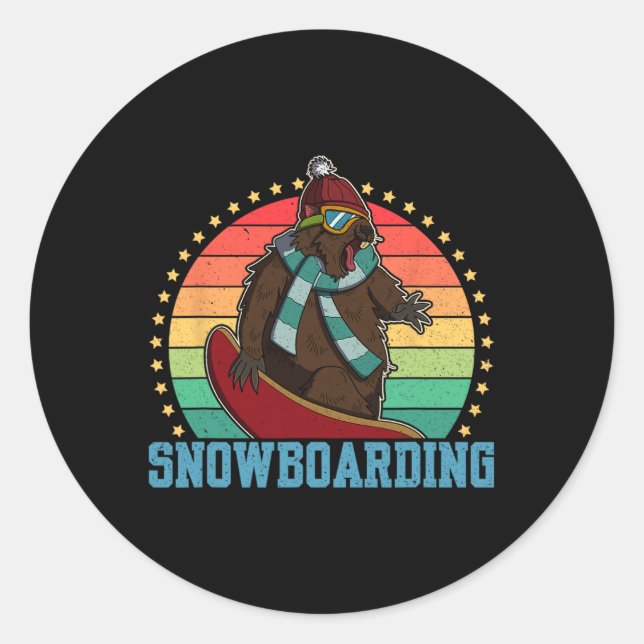 Snowboard Skiing Snowboarder Competitive Activity  Classic Round Sticker (Front)