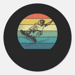 Snowboard Slide Tricks Snow Winter Vintage Retro Classic Round Sticker