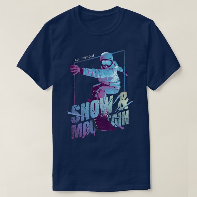 SNOWBOARD SNOW AND MOUNTAIN  T-Shirt (Design Front)