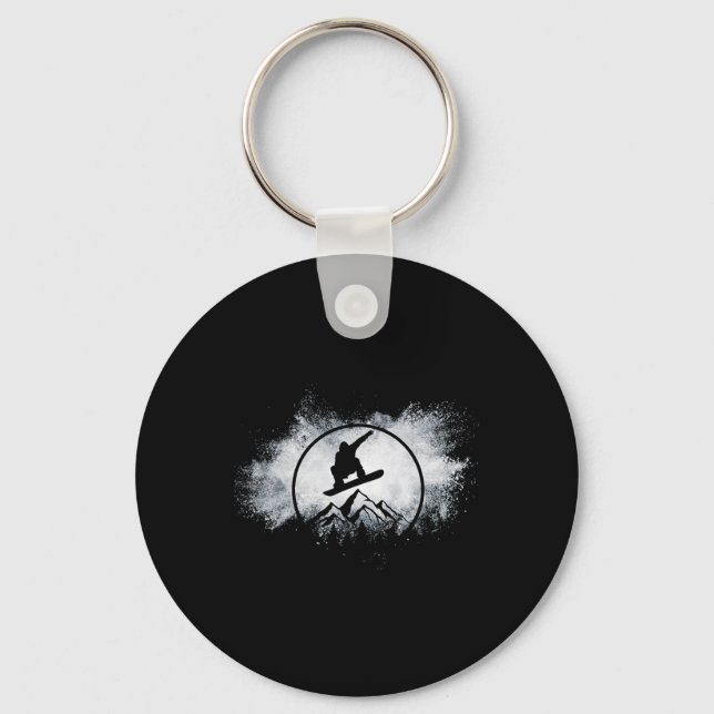 Snowboard Snow Cloud Big Air Snowboarder Snowboard Key Ring (Front)