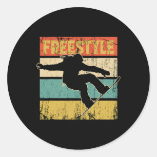 Snowboard Snowboarder Mountains Winter Alps Party  Classic Round Sticker